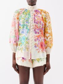 Print Raie floral-print ramie blouse Zimmermann FASHION US at Matches