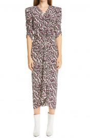 Print Ruched Ruffle Stretch Silk Midi Dress by Isabel Marant at Nordstrom