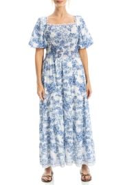 Print Smocked Puff Sleeve Maxi Dress at Nordstrom Rack
