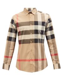 Print Somerton Macro-check poplin shirt  Burberry  FASHION US at Matches