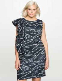 Printed Asymmetrical Ruffle Dress by Eloquii at Eloquii