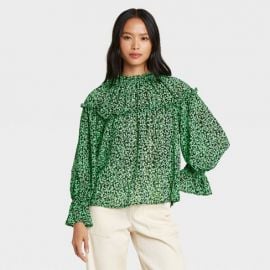 Printed Balloon Long Sleeve Blouse by Who What Wear at Target