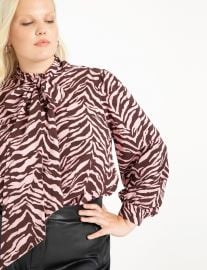 Printed Blouse with Tie Neck at Eloquii