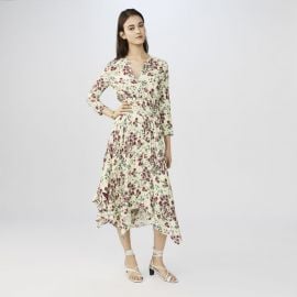 Printed Crepe Asymmetric Dress by Maje at Maje