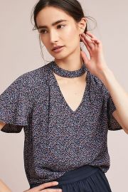 Printed Cutout Blouse at Anthropologie