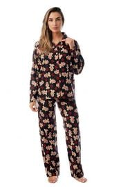 Printed Flannel Button Front PJ Pant at Amazon