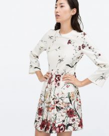 Printed Front Pleat Dress with Pocket at Zara