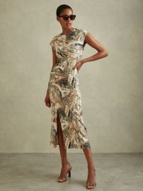 Printed Jersey Midi Dress in Multi REISS USA at Reiss