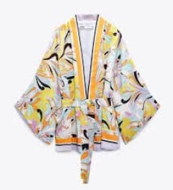 Printed Kimono with Belt at Zara