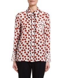 Printed Long-Sleeve Blouse with Embellished Collar by No.21 at Neiman Marcus