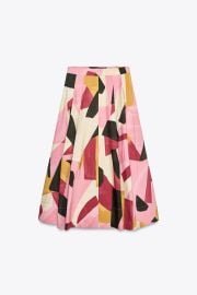 Printed Midi Skirt Zw Collection at Zara