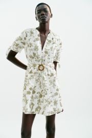 Printed Mini Dress With Openwork Embroidery at Zara