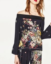 Printed Off the Shoulder Top at Zara