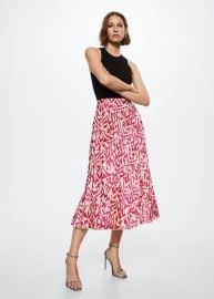 Printed Pleated Skirt at Mango