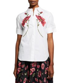 Printed Poplin Trapeze Shirt at Neiman Marcus