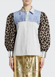 Printed Puff-Sleeve Fringe Blouse at Bergdorf Goodman