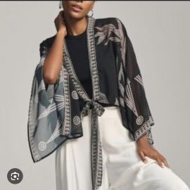 Printed Shine Tie Front Kimono at Anthropologie