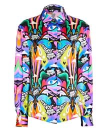 Printed Silk Button Up Blouse Sergio Hudson at Sergio Hudson