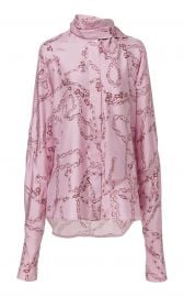 Printed Silk Crepe Tie-Neck Blouse at Moda Operandi