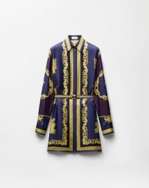 Printed Silk Twill Mini Dress at Versace
