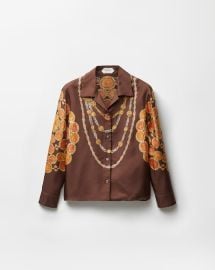 Printed Silk Twill Shirt BrownPrint VERSACE US at Versace