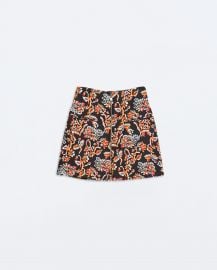 Printed Skirt with Front zip at Zara