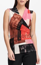 Printed Sleeveless Wrap Top by Calvin Klein at Macys