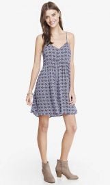 Printed Strappy Trapeze Babydoll Dress at Express