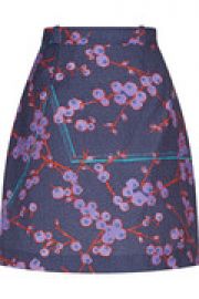 Printed cotton-blend cloqu   mini skirt at The Outnet