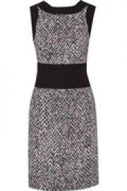 Printed crepe and knitted wool dress at The Outnet