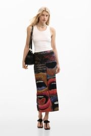 Printed knit skirt black Womenx27s I Desigualcom at Desigual