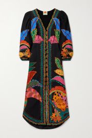 Printed linen-blend maxi dress at Net a Porter