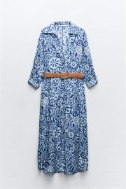 Printed midi shirt dress at Zara