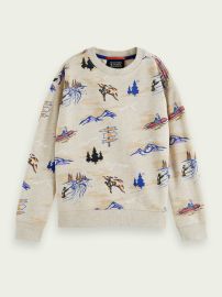 Printed organic cotton crewneck sweatshirt Sweats Boys Clothing at Scotch Soda at Scotch & Soda