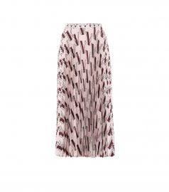 Printed pleated silk midi skirt at Mytheresa