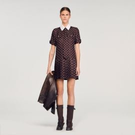 Printed satin-effect mini dress at Sandro