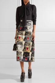 Printed silk-charmeuse midi skirt at Net A Porter