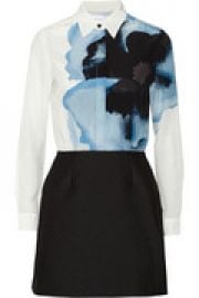 Printed silk crepe de chine and jacquard mini dress at The Outnet