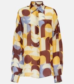 Printed silk shirt in neutrals - Dries Van Noten at Mytheresa