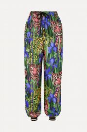 Printed silk-twill track pants at Net a Porter