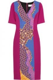 Printed stretch-wool crepe dress at The Outnet