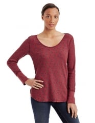 Printed thermal top in washed red by Free People at Lord & Taylor