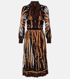 Printed tie-neck silk shirt dress at Mytheresa