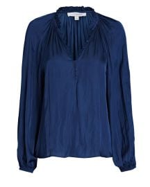 Private Label Aneta Satin Blouse In Blue at Intermix