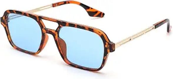 Pro Acme Vintage 70s Flat Pilot Aviator Sunglasses for Women Men Small Frame Rectangular Glasses UV400 Protection Shades at Amazon