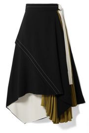 Proenza Schouler - Draped pleated wrap-effect crepe midi skirt at Net A Porter