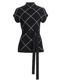 Proenza Schouler - Funnelneck Windowpane Check Sweater at Saks Fifth Avenue