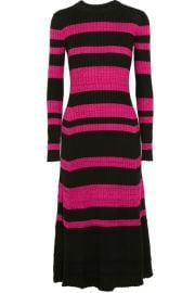 Proenza Schouler   Striped ribbed wool-blend midi dress at Net A Porter