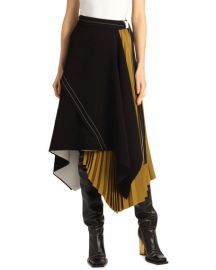 Proenza Schouler Asymmetric Pleated Matte-Crepe Skirt at Neiman Marcus