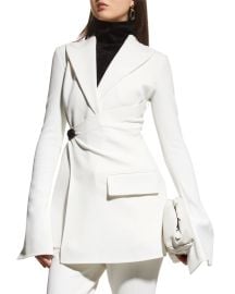 Proenza Schouler Bi Stretch Crepe Wrap Blazer Jacket at Neiman Marcus